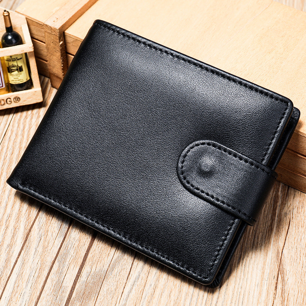 Men's short wallet cowhide RFID card holder business large capacity clutch bag retro wallet 