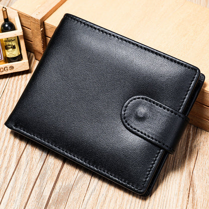 Men's short wallet cowhide RFID card holder business large capacity clutch bag retro wallet 