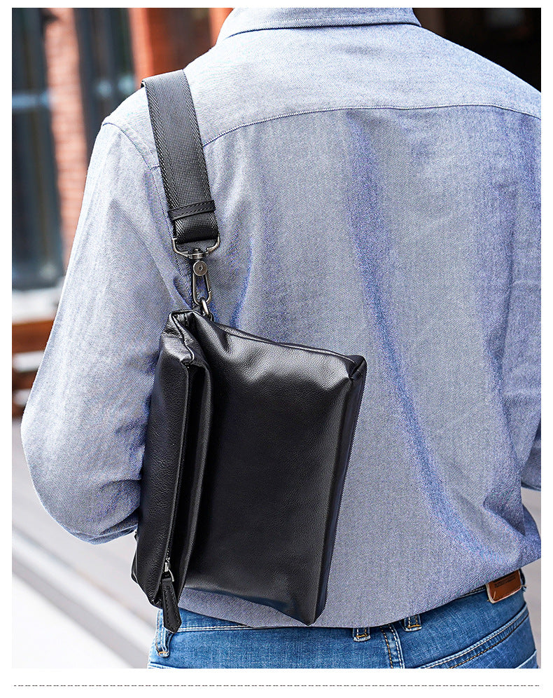 Men's Shoulder Bag Genuine Cowhide Leather Fashion Sports Crossbody Bag for Men 
