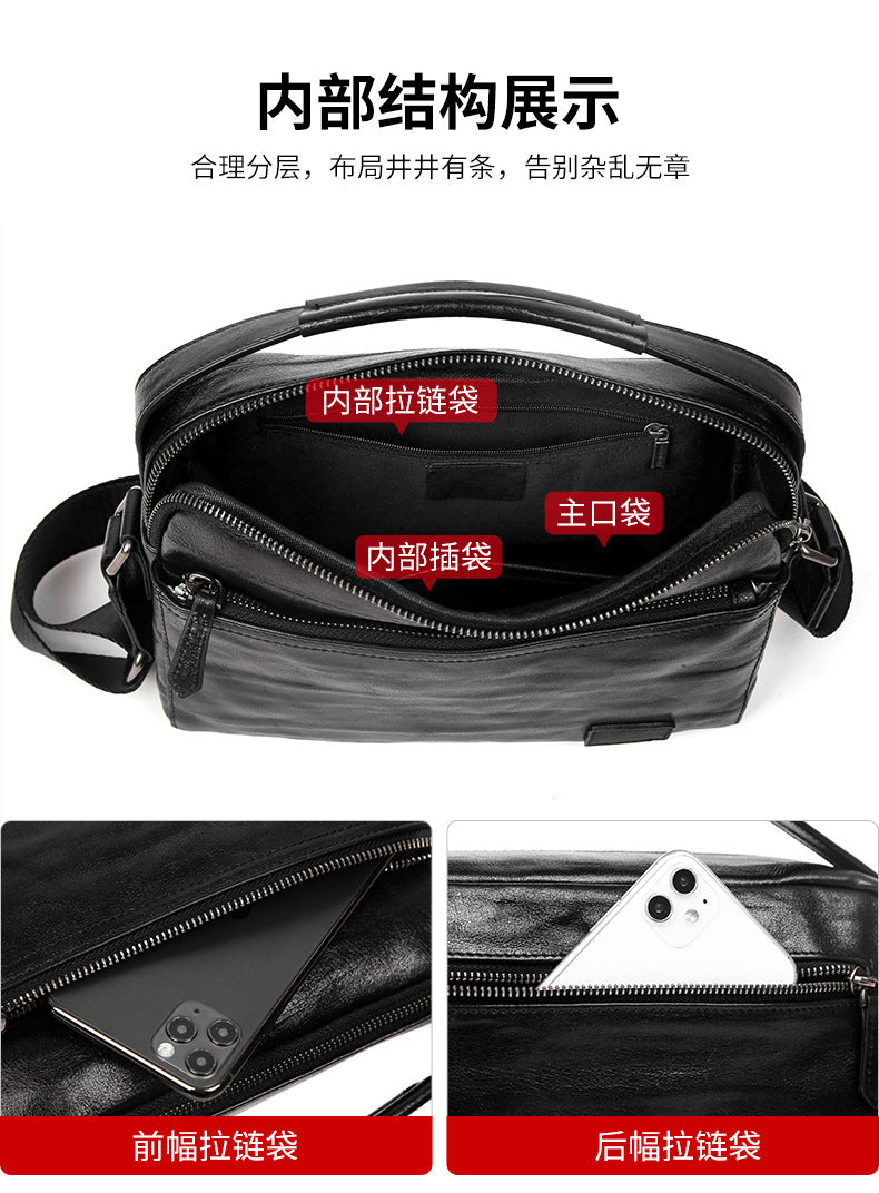 Men's shoulder bag, genuine cowhide leather, business commuting handbag, handbag, crossbody bag for men 