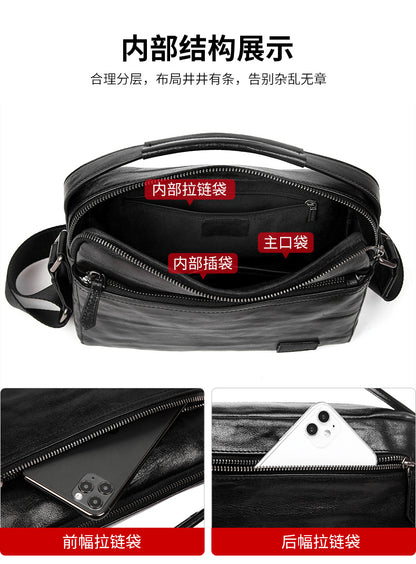 Men's shoulder bag, genuine cowhide leather, business commuting handbag, handbag, crossbody bag for men 