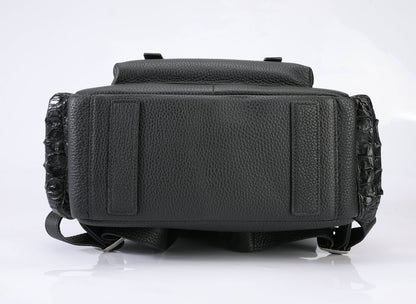 Crocodile bone skin and cowhide genuine leather men's backpack high quality business commuting casual outdoor travel computer bag 