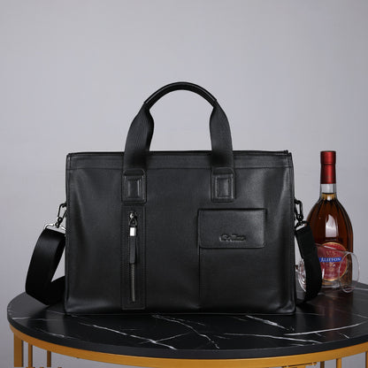 Men's handbag, genuine cowhide leather, computer bag, business large-capacity briefcase 