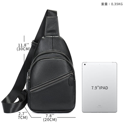 Men's Bust Bag Genuine Cowhide Leather Casual Fashion Men's Crossbody Bag Shoulder Bag 