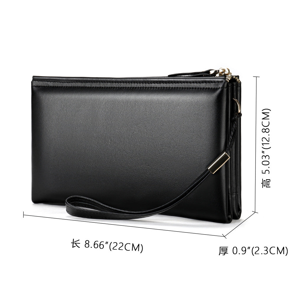 Men's Long Wallet Sheepskin Large Capacity Clutch Bag Business Wrist Bag Men's Wallet 