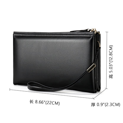 Men's Long Wallet Sheepskin Large Capacity Clutch Bag Business Wrist Bag Men's Wallet 