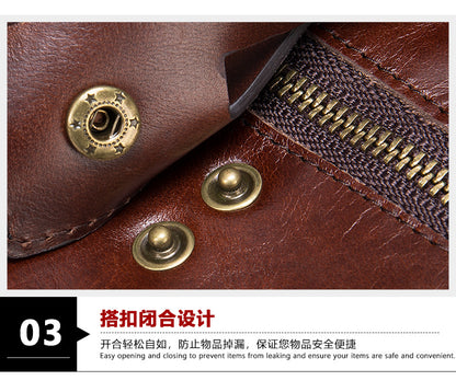 Men's short wallet made of genuine cowhide leather with multi-functional zipper and card bag wallet for men 