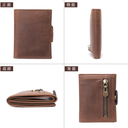Men's wallet cowhide tri-fold coin purse men's wallet 