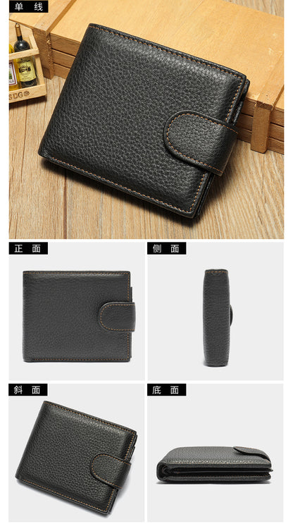 Men's short wallet made of genuine cowhide leather Casual men's wallet 