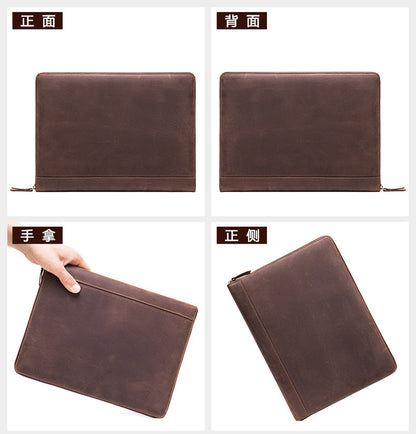 Men's Large Capacity Retro Crazy Horse Clutch Bag Long Wallet Card Holder Multifunctional Men's Handbag 