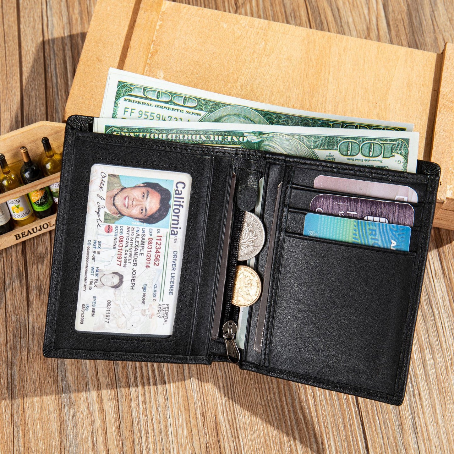 Men's long wallet, tanned leather, high quality coin purse, birthday gift, wallet for men 