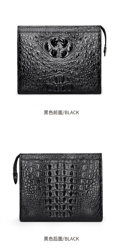 Siamese crocodile skin men's handbag genuine leather large capacity casual business men's bag 