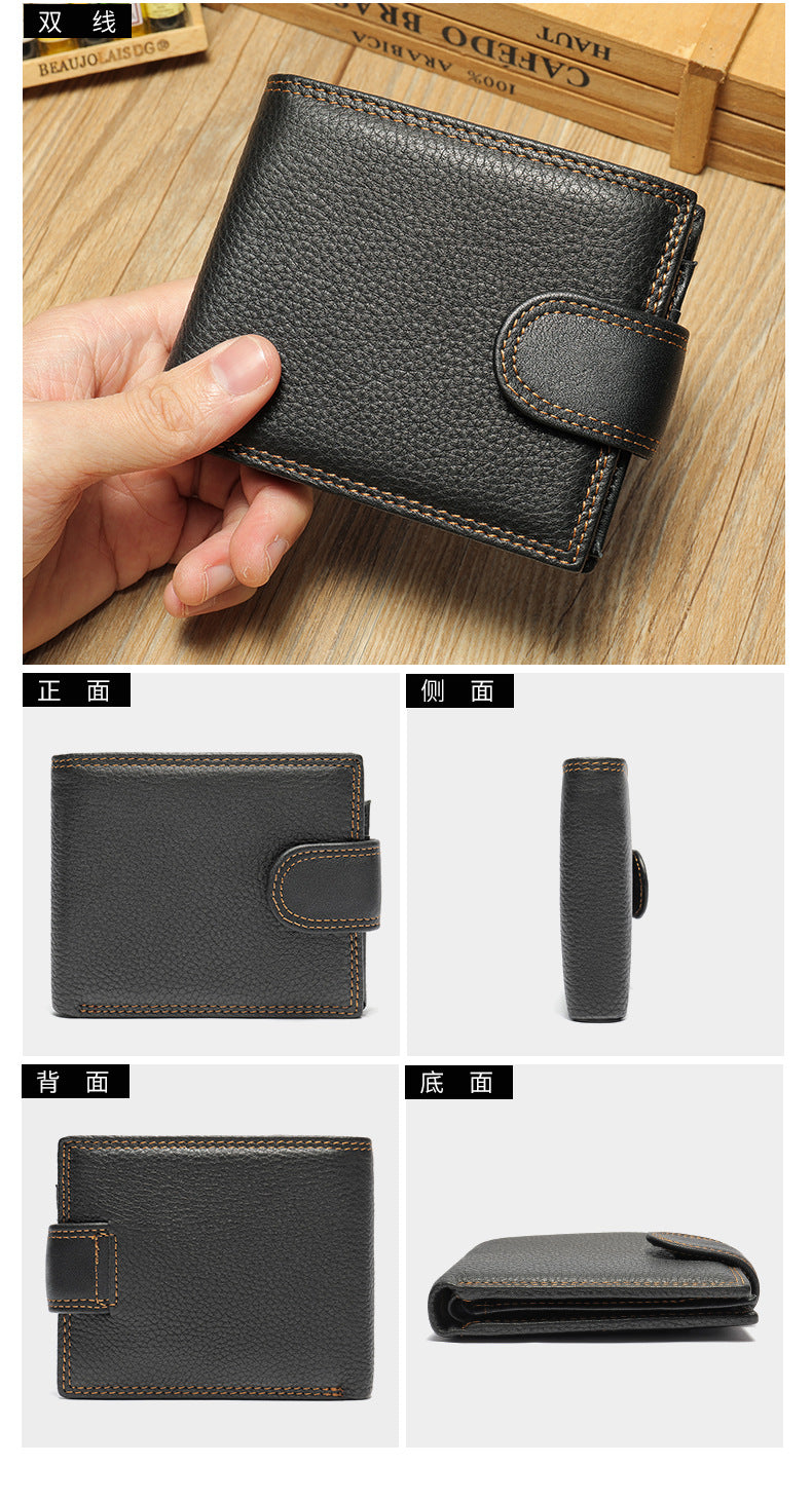Men's short wallet made of genuine cowhide leather Casual men's wallet 