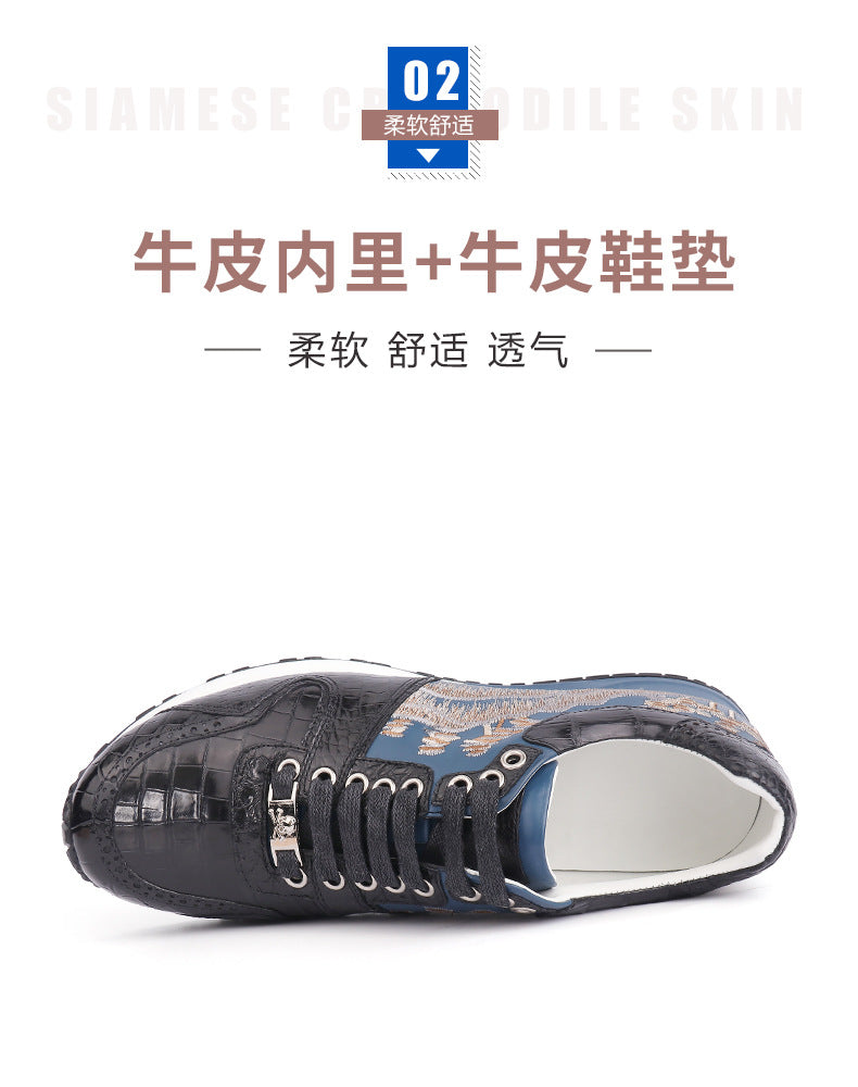 Crocodile leather genuine leather men's sneakers anti-slip fashion casual shoes men's shoes 