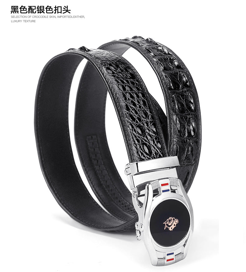 Men's Belt Crocodile Skin Genuine Leather Automatic Buckle Fashion Casual High Quality Men Belt 