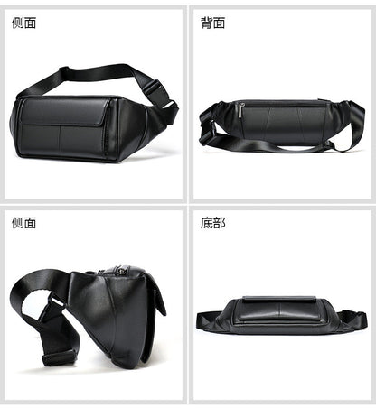Men's Waist Bag Sheepskin Genuine Leather Fashion Casual Simple Multifunctional Crossbody Bust Bag 