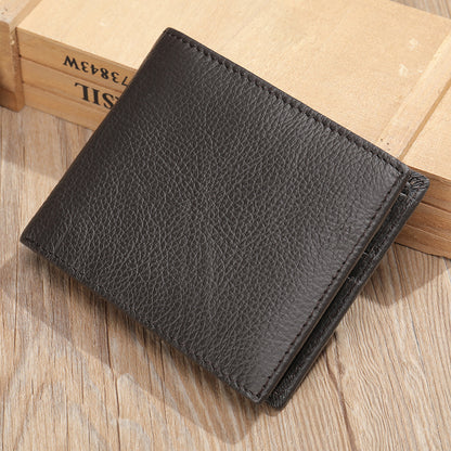 Men's short wallet made of genuine cowhide leather bifold folding DIY handmade wallet men's wallet 