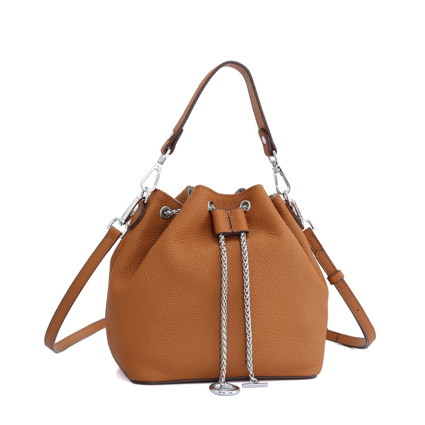 Cowhide Casual Bucket Bag Genuine Leather Women's Bag Band Genuine Shoulder Bags Shoulder Bag