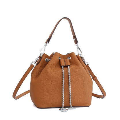 Cowhide Casual Bucket Bag Genuine Leather Women's Bag Band Genuine Shoulder Bags Shoulder Bag