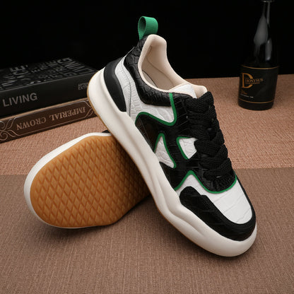 Crocodile Belly Skin Genuine Leather Men's Sports Shoes Thick Sole Non-Slip Casual Shoes 