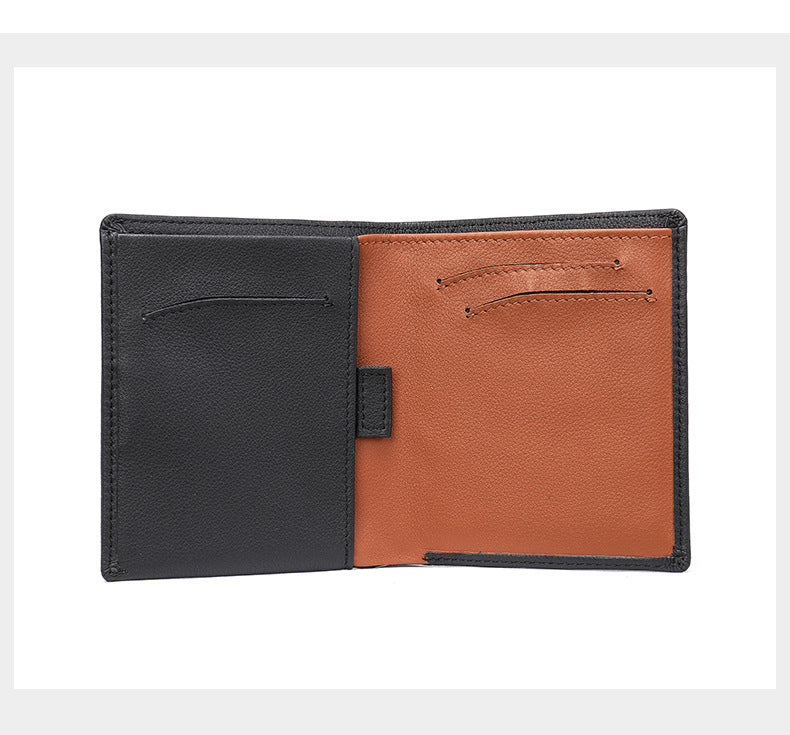Men's short wallet genuine cowhide leather bi-fold retro card bag men's wallet 