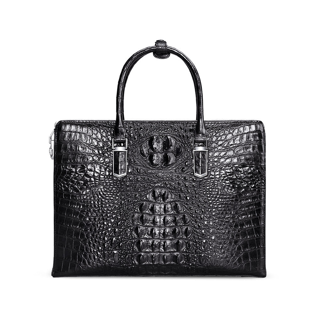 Siamese crocodile bone skin men's briefcase handbag anti-theft security lock genuine leather luxury business bag handbag 
