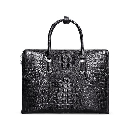 Siamese crocodile bone skin men's briefcase handbag anti-theft security lock genuine leather luxury business bag handbag 