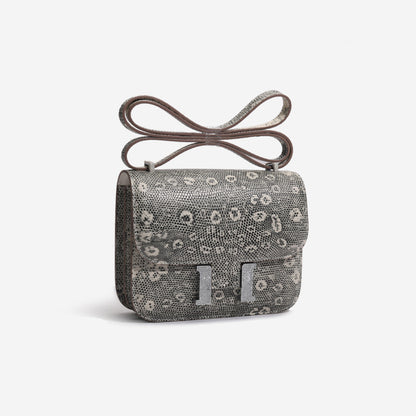 Siamese Crocodile Skin Lizard Pattern Luxury Genuine Leather Women's Bag Rhinestone Buckle Side Bag Crossbody Bag