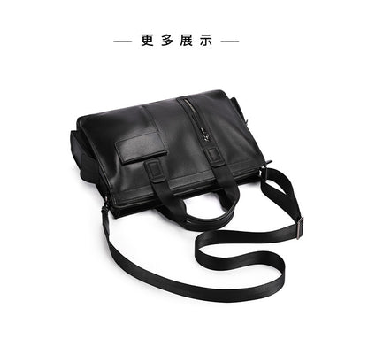 Men's handbag, genuine cowhide leather, computer bag, business large-capacity briefcase 
