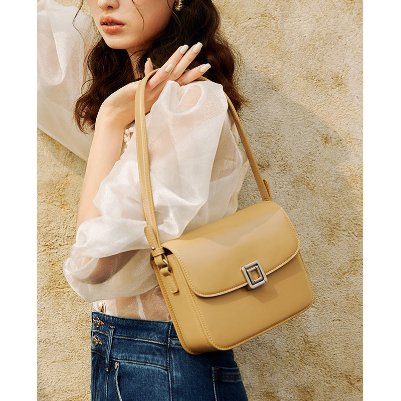 Women's armpit bag cowhide shoulder bag fashionable genuine leather luxury square bag