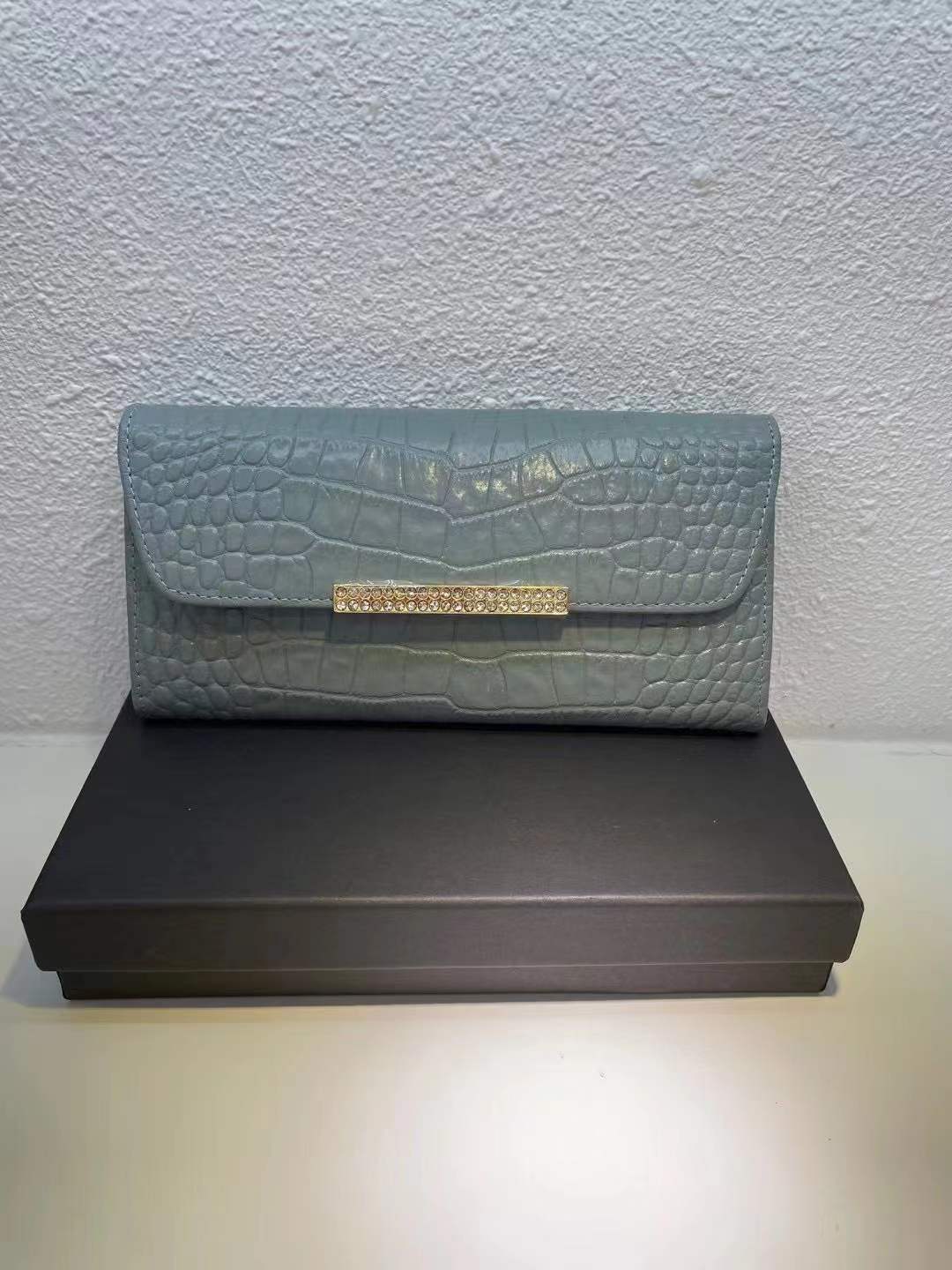 Ladies wallet cowhide simple crocodile pattern long wallet large capacity ladies clutch bag fashion