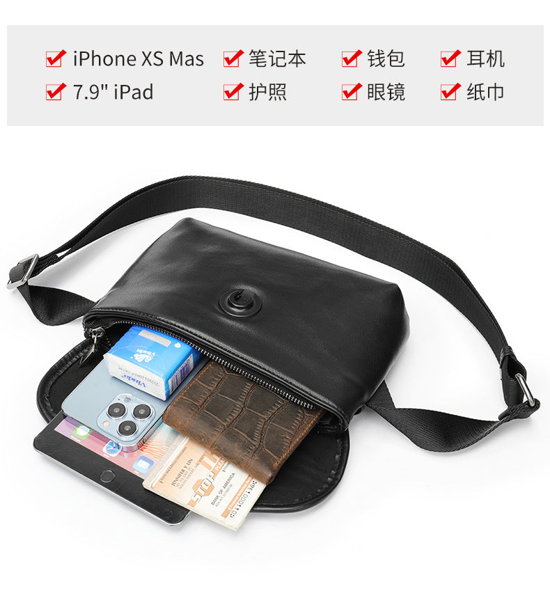 Men's Shoulder Bag Made of Cowskin Genuine Leather High Quality Waterproof Fashion Men Crossbody Bag 