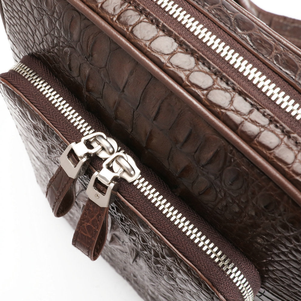 Siamese crocodile skin shoulder bag genuine leather business trip office business crossbody men's bag 