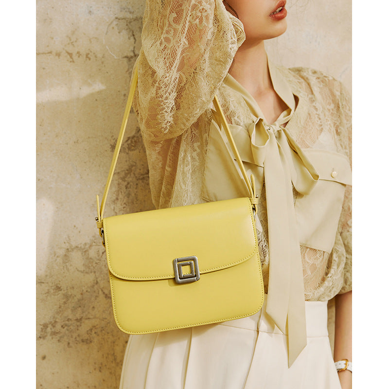 Women's armpit bag cowhide shoulder bag fashionable genuine leather luxury square bag