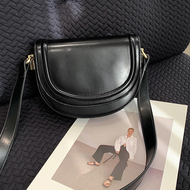 Saddle Bag Luxury Genuine Leather Shoulder Bag Large Capacity Cowhide Women's Bag Fashion Goes with Anything 