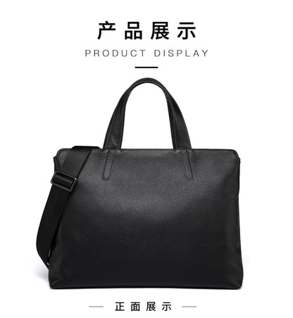 Men's handbag genuine cowhide leather business casual large capacity briefcase handbag 