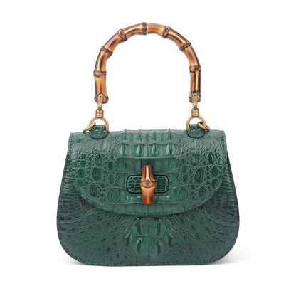 Crocodile leather women bag casual trend bamboo section bag shoulder bag handbag high quality