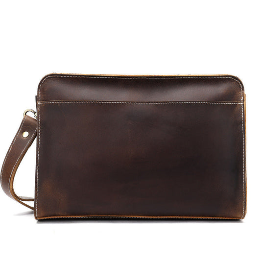 Men's Clutch Bag Cow Leather Crazy Horse Vintage Men's Handbag 