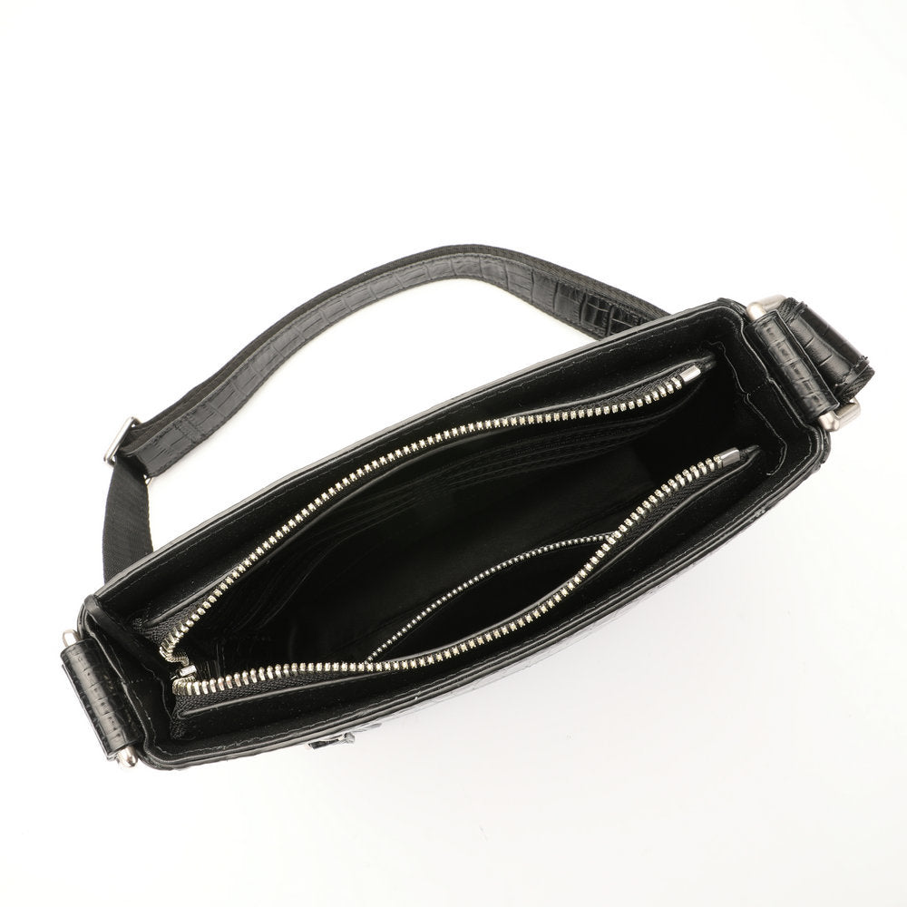 Men's Shoulder Bag Crocodile Skin Genuine Leather Business Casual Outdoor Office Crossbody Bag