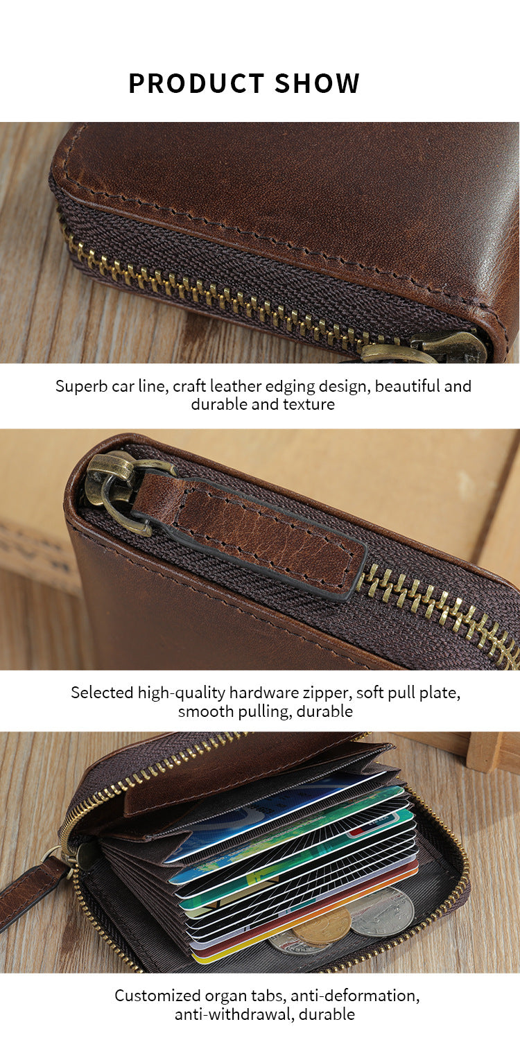 Men's wallet cowhide anti-theft brush coin purse card bag multifunctional men's wallet handbag 