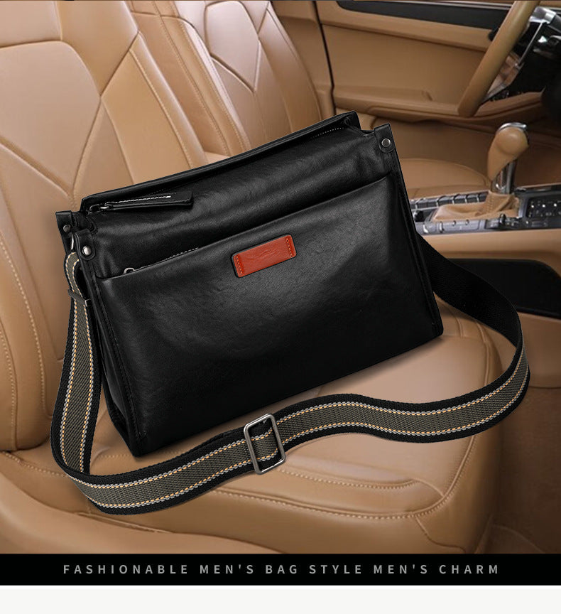 Men's Shoulder Bag Cowhide Genuine Leather Fashion Casual Commuting Crossbody Bag for Men 