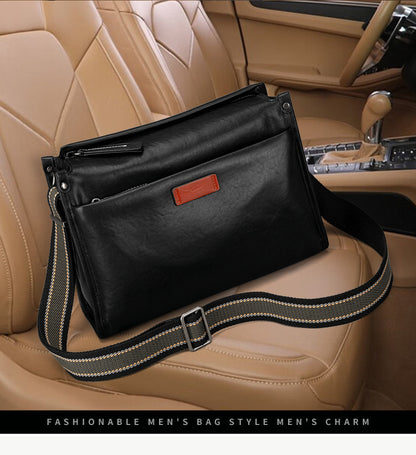 Men's Shoulder Bag Cowhide Genuine Leather Fashion Casual Commuting Crossbody Bag for Men 