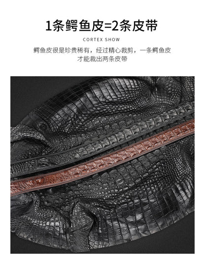 Siamese Crocodile Skin Men's Belt Genuine Leather Business Casual Width 3.8cm Men's Belt 
