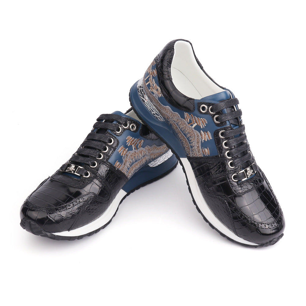 Crocodile leather genuine leather men's sneakers anti-slip fashion casual shoes men's shoes 