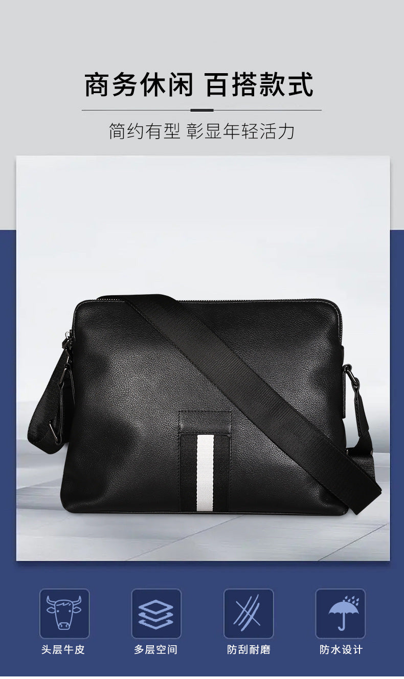 Men's Shoulder Bag Made of Genuine Cowhide Leather High Quality Casual Crossbody Bag 