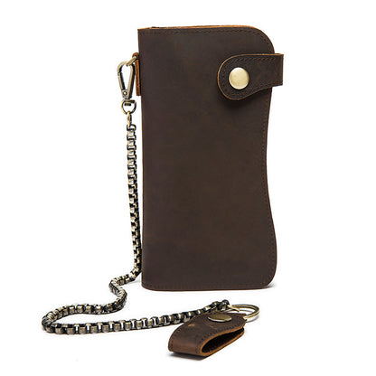 Men's Wallet Cow Leather Fashion Personality Zipper Clutch Bag Men's Card Bag Handbag 