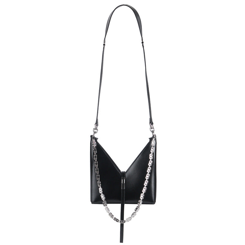 V-shaped chain bag armpit bag genuine leather shoulder bag fashionable women's bag
