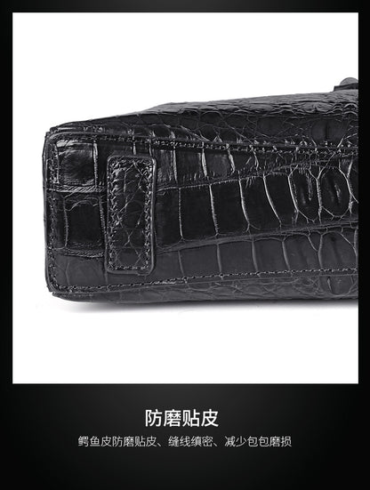 Siamese crocodile bone skin men's briefcase handbag anti-theft security lock genuine leather luxury business bag handbag 