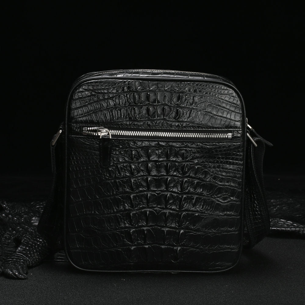 Siamese crocodile skin shoulder bag genuine leather business trip office business crossbody men's bag 