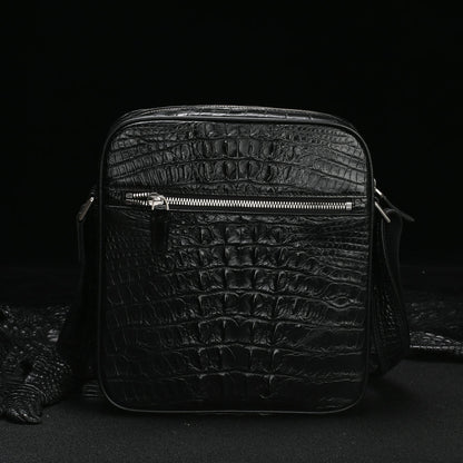 Siamese crocodile skin shoulder bag genuine leather business trip office business crossbody men's bag 